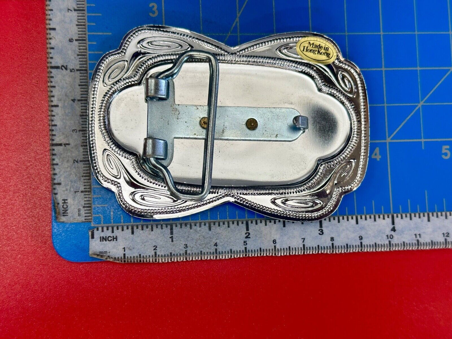 Beautiful NOS Horse head through lucky horseshoe - Two tone belt buckle
