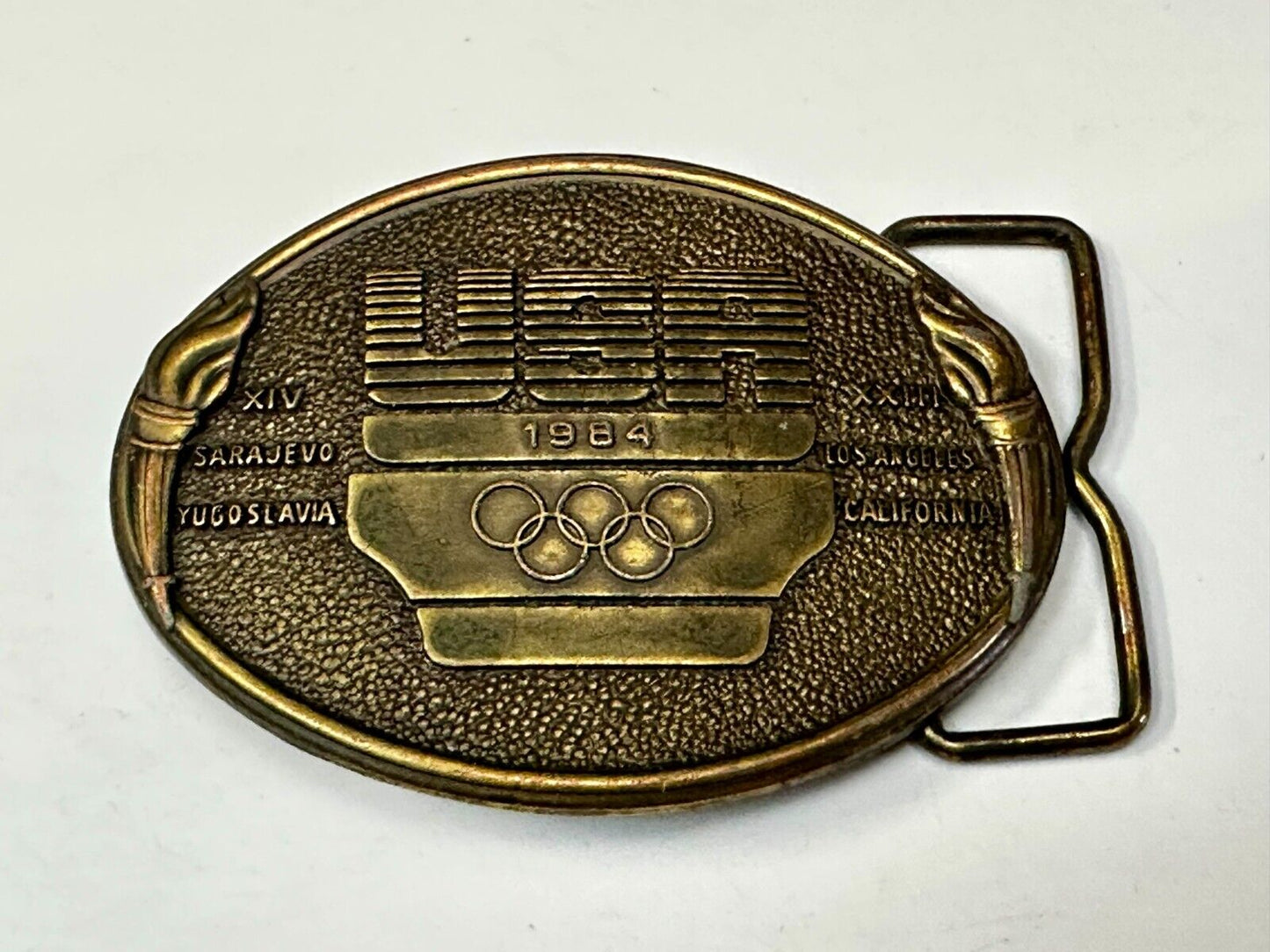 1984 USA Olympics Los Angeles California Vintage Commemorative Belt Buckle