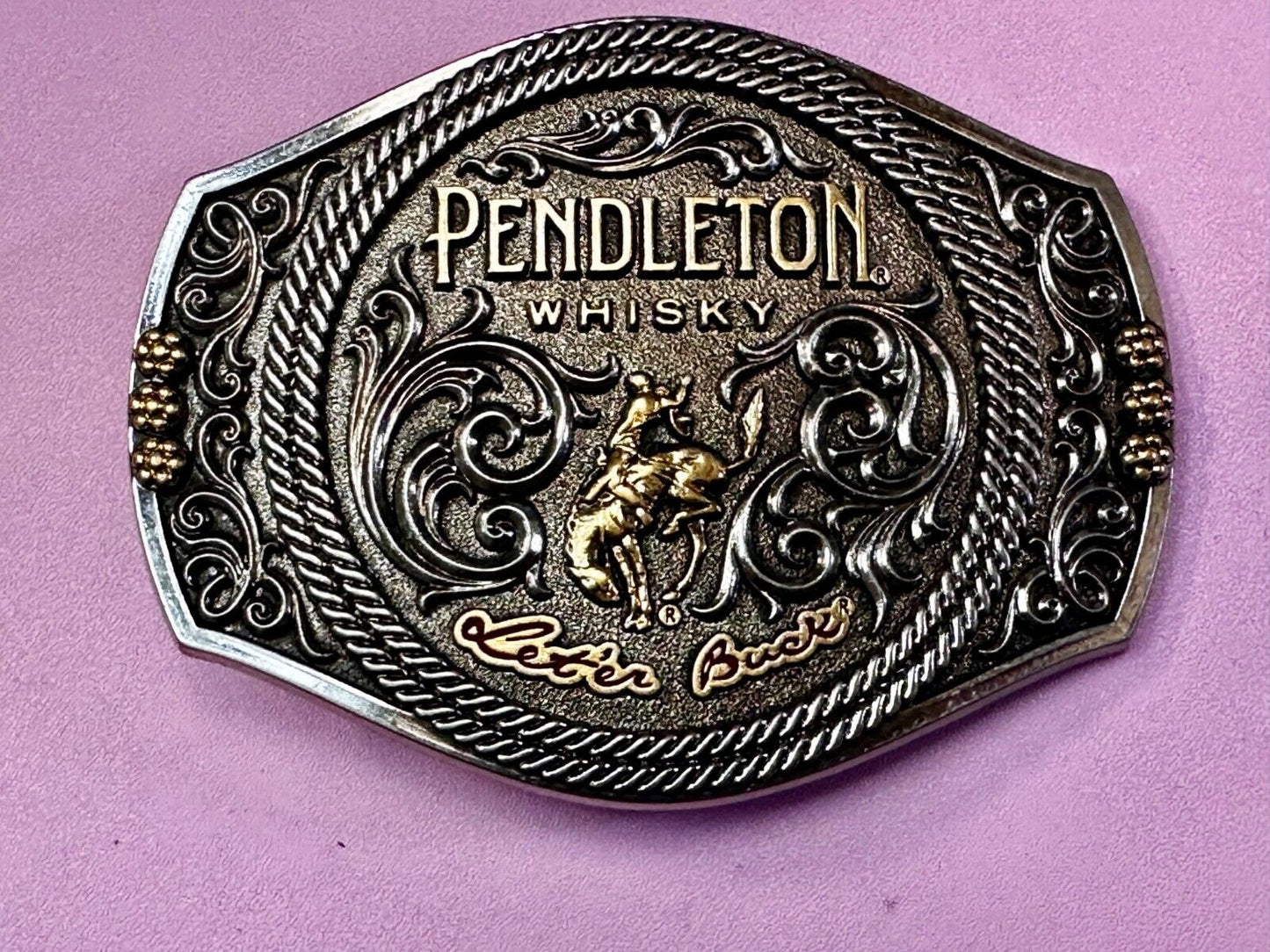 2021 Pendleton Whiskey Let'er Buck Rodeo Cowboy Montana Silversmiths Belt Buckle
