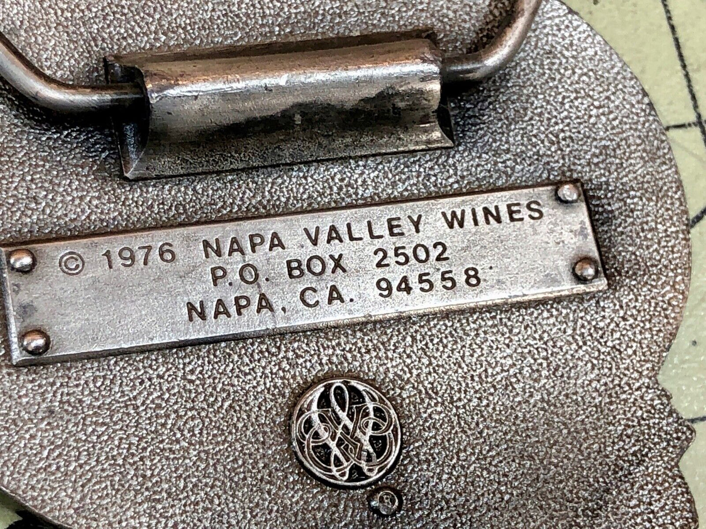 Vintage 1976 Napa Valley Bottling Ca belt buckle -Where Wine is Bottled Poetry
