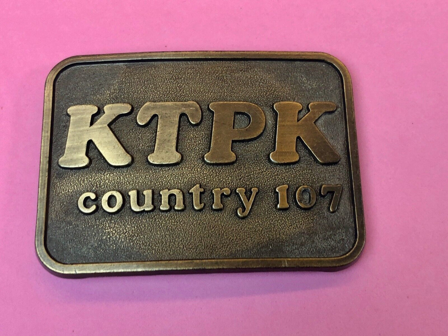 Vintage KTPK Country Music Radio Station Advertising Brass plated Belt Buckle