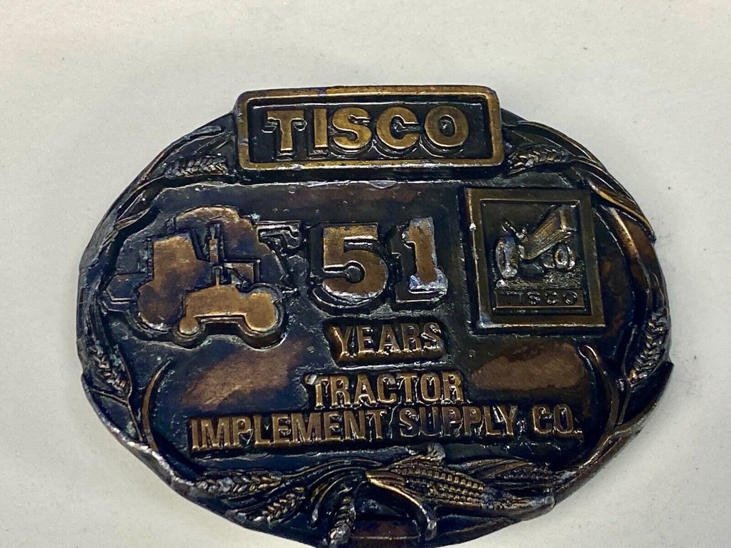 1988 Tisco Tractor Implement Supply Agriculture Farming 51 Year Belt Buckle