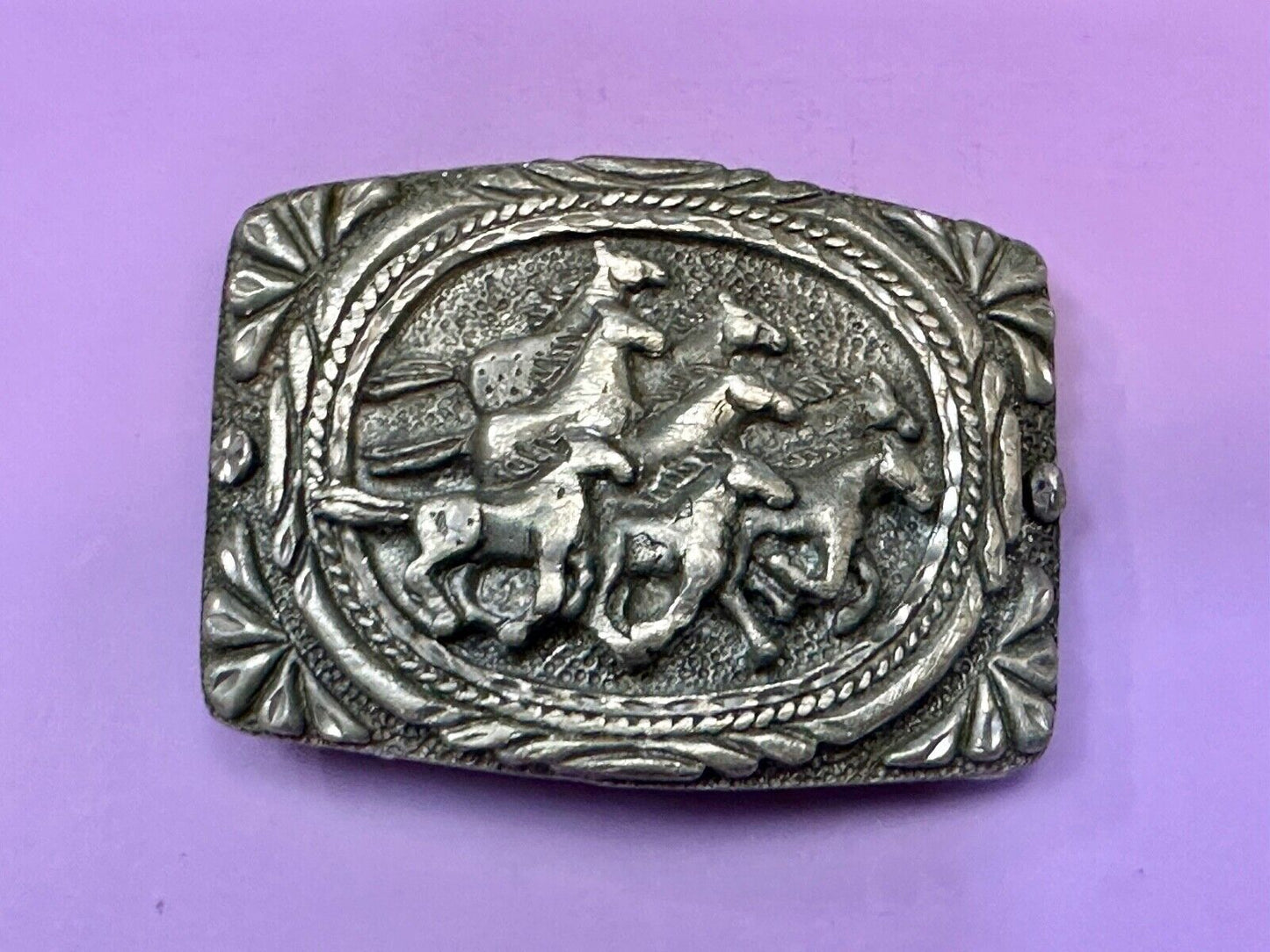 Texas longhorn - Vintage EGE 93 laser diamond etched cut Belt Buckle