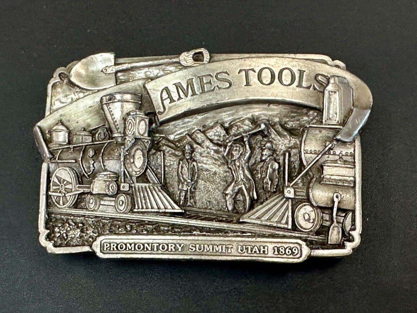 Ames Tools Promontory Summit Utah 1869 Train vintage 1972 Siskiyou belt buckle