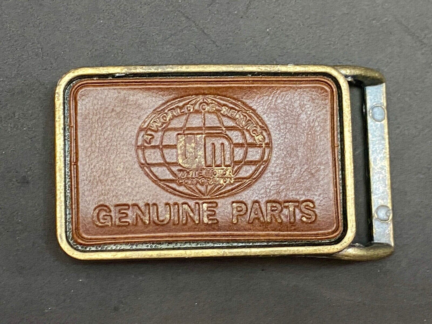 Um Genuine Parts Company Logo On Vintage Leather Belt Buckle