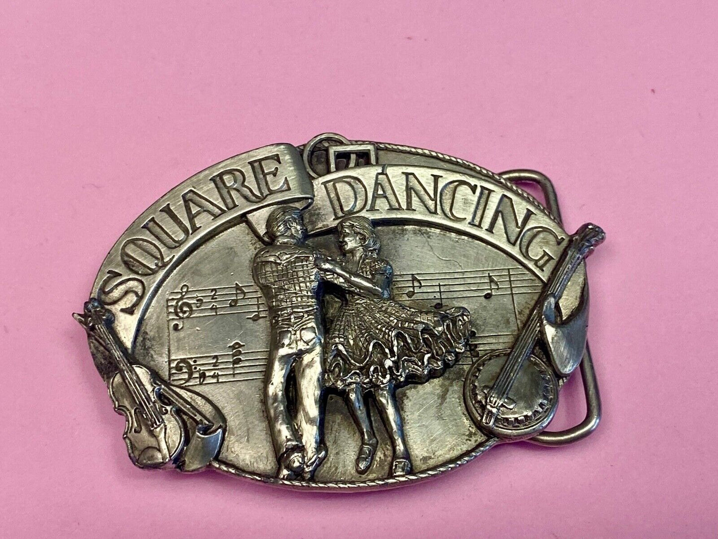 Vintage 1985 Western Country Line Square Dancing Belt Buckle By Siskiyou