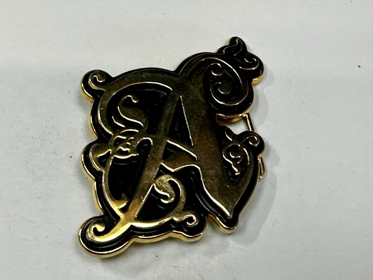 The Scarlet Letter A -Initial - Ornate Font - gold color cutout Belt Buckle