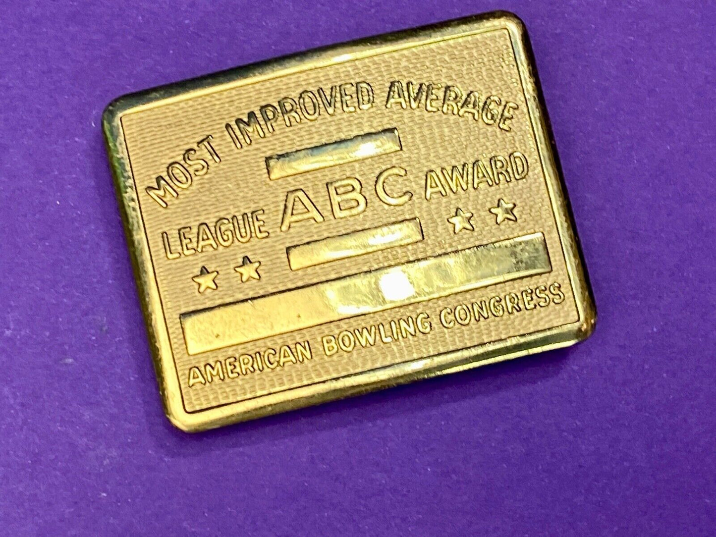 Vintage 70s AMERICAN BOWLING CONGRESS Most Improved ABC LEAGUE AWARD BELT BUCKLE