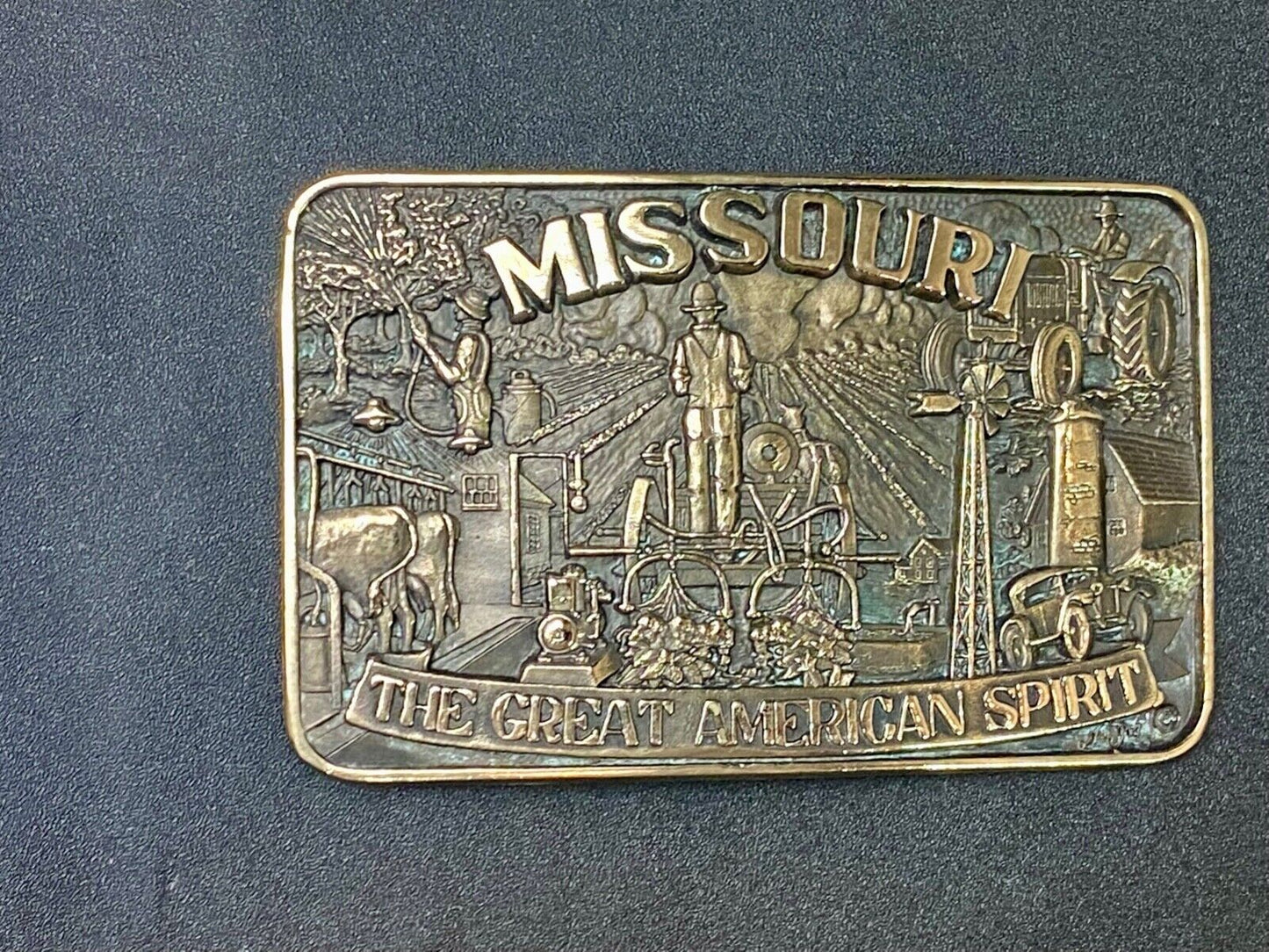 The Great American Spirit - State of MO Missouri solid brass belt buckle by ADM