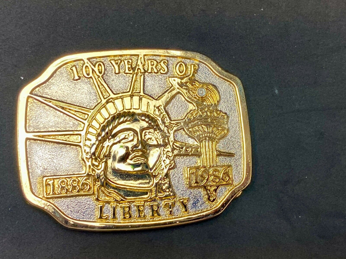 1886-1986 100 Years Of Liberty Statue Of Lady Liberty Belt Buckle Patriotic Nyc