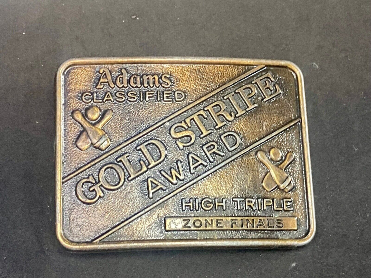 Adams Gold Stripe Bowling Award Belt Buckle Whiskey Co Zone Finals