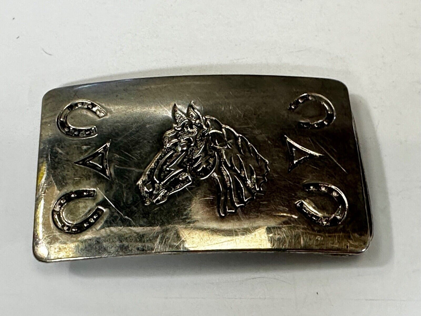 Vintage Chambers Horse Head with Horseshoes Vintage Southwestern Belt Buckle