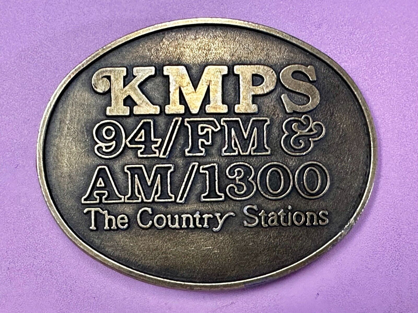 The Country Radio Station KMPS 94/FM & AM/1300 Advertisement Belt Buckle