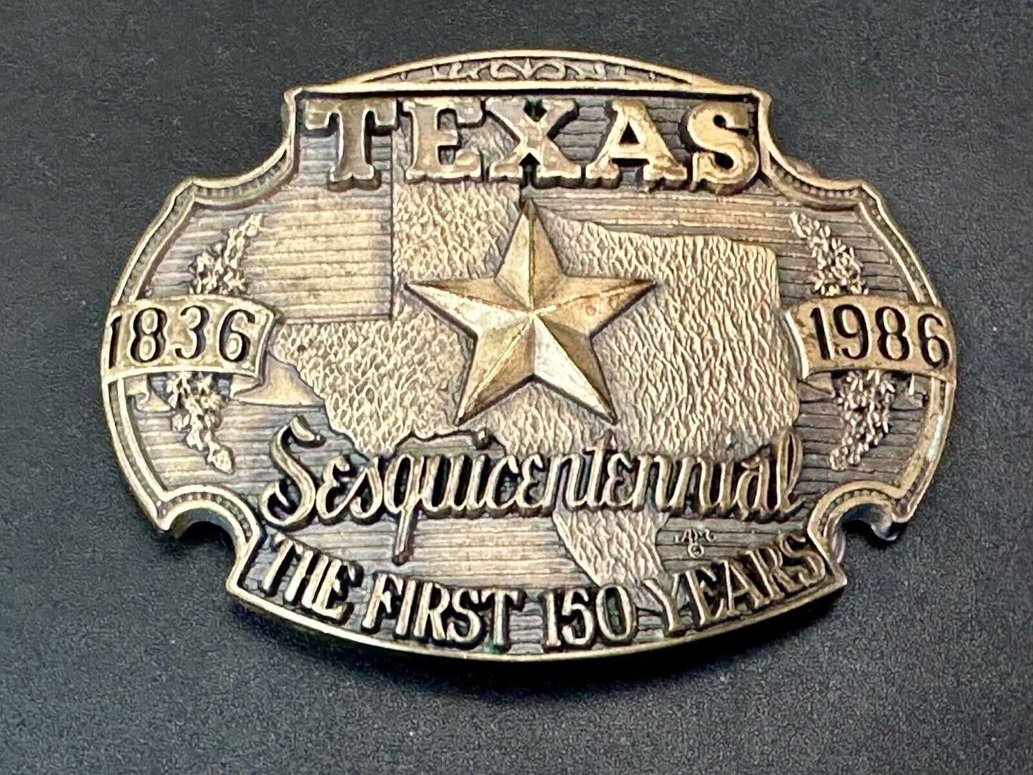 Texas Sesquicentennial 1836-1986 Solid Brass 1st Edition ADM Belt Buckle