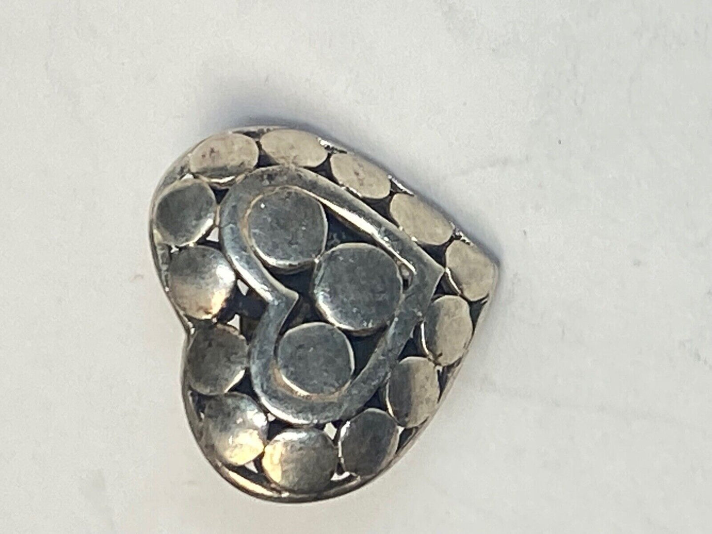 Adorable Heart Silver 925 Vintage See Thought Skeleton Southwestern Brooch