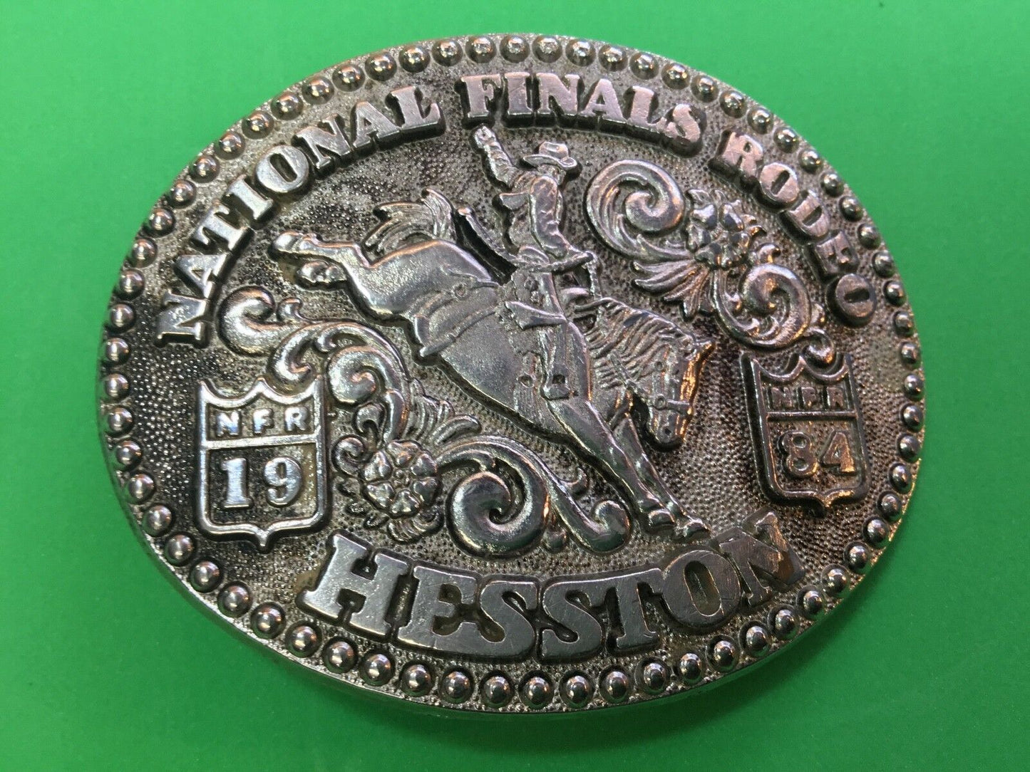1984 National Finals Rodeo NFR Hesston belt buckle Fred Fellows