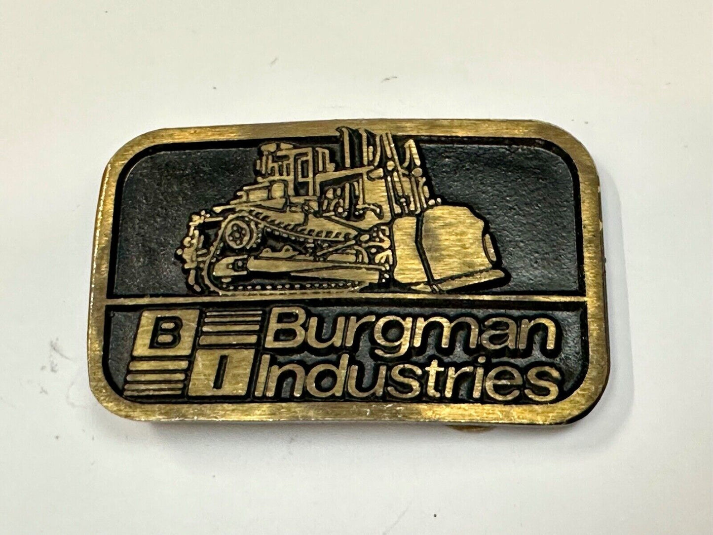 Vintage Burgman Industries Company Advertising brass Dynabuckle belt buckle
