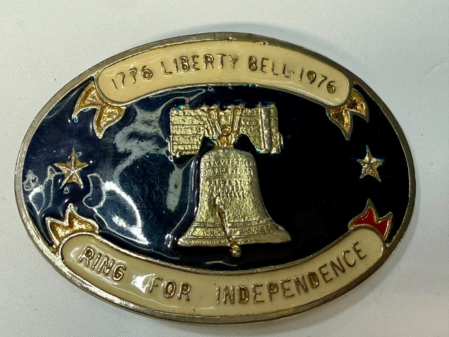 Bicentennial 1776-1976 Liberty Bell Ring Independence Commemorative Belt Buckle
