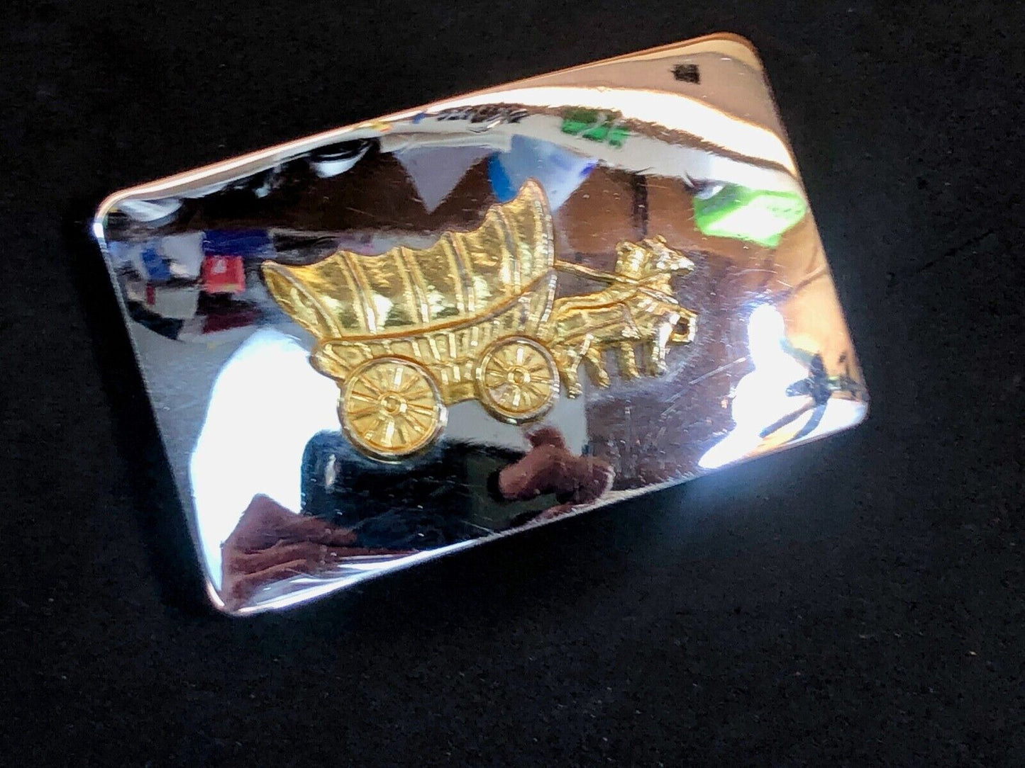 USA MADE dual tone horse pulling carriage Western Centerpiece Belt Buckle