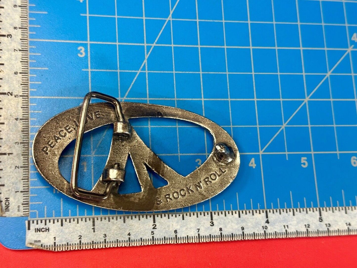 2OH Peace love & Rock & Roll gold color belt buckle