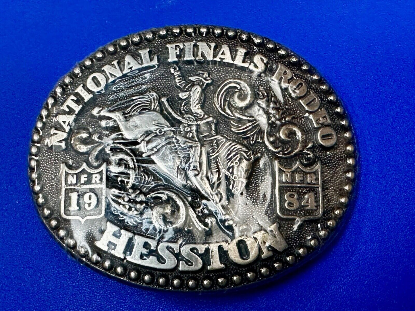 1984 NFR National Finals Rodeo NOS Youth Size Hesston Belt Buckle