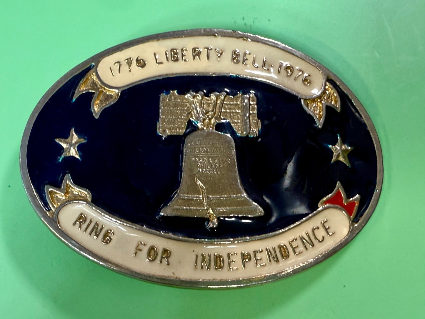 Bicentennial 1776-1976 Liberty Bell Ring Independence Commemorative Belt Buckle