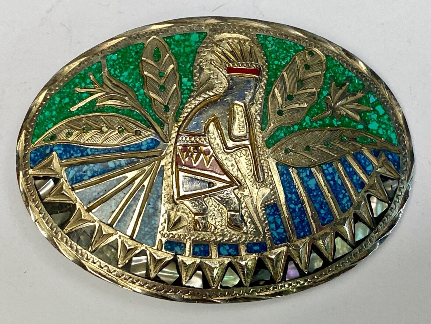 Beautiful Navajo? Tribal dancing man belt buckle - see hallmark!