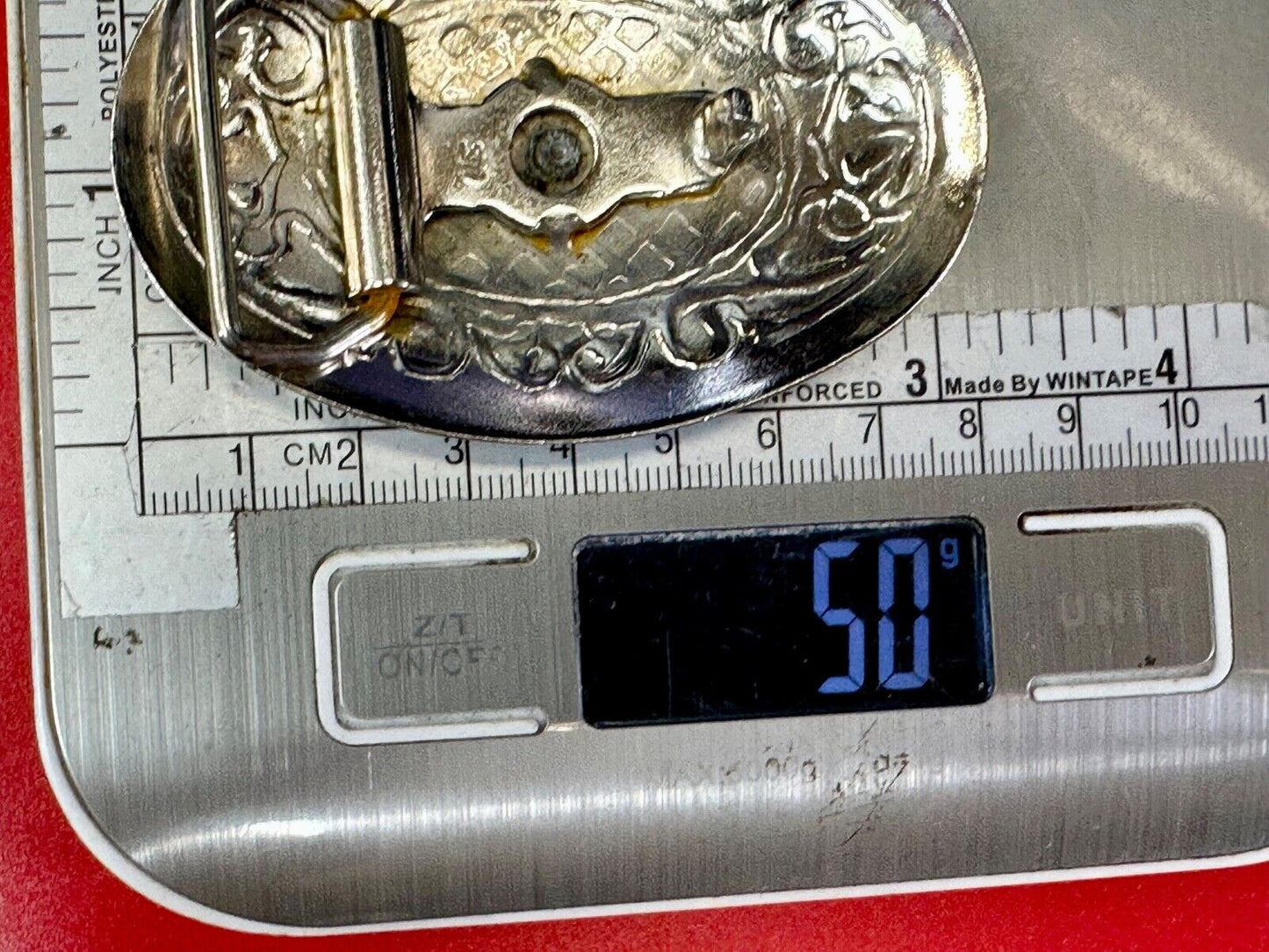 vintage Cowboy Boots western theme two tone flower swirl design belt buckle