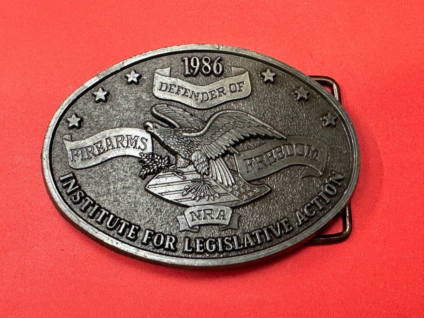 1986 NRA National Rifle Association Firearms Freedom Vintage ILA belt buckle