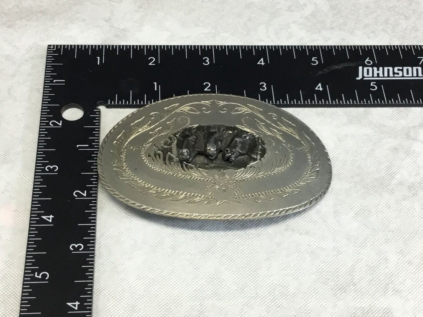 3-D Horse Heads Cowboy Western Belt Buckle Silver Tone