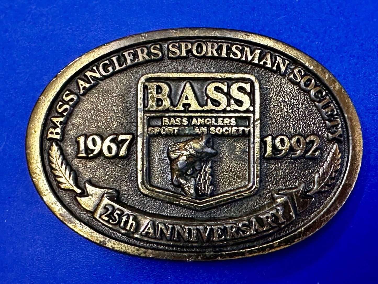 1992 Bass Anglers Sportsman Society Club 25th Anniversary Fishing Belt Buckle