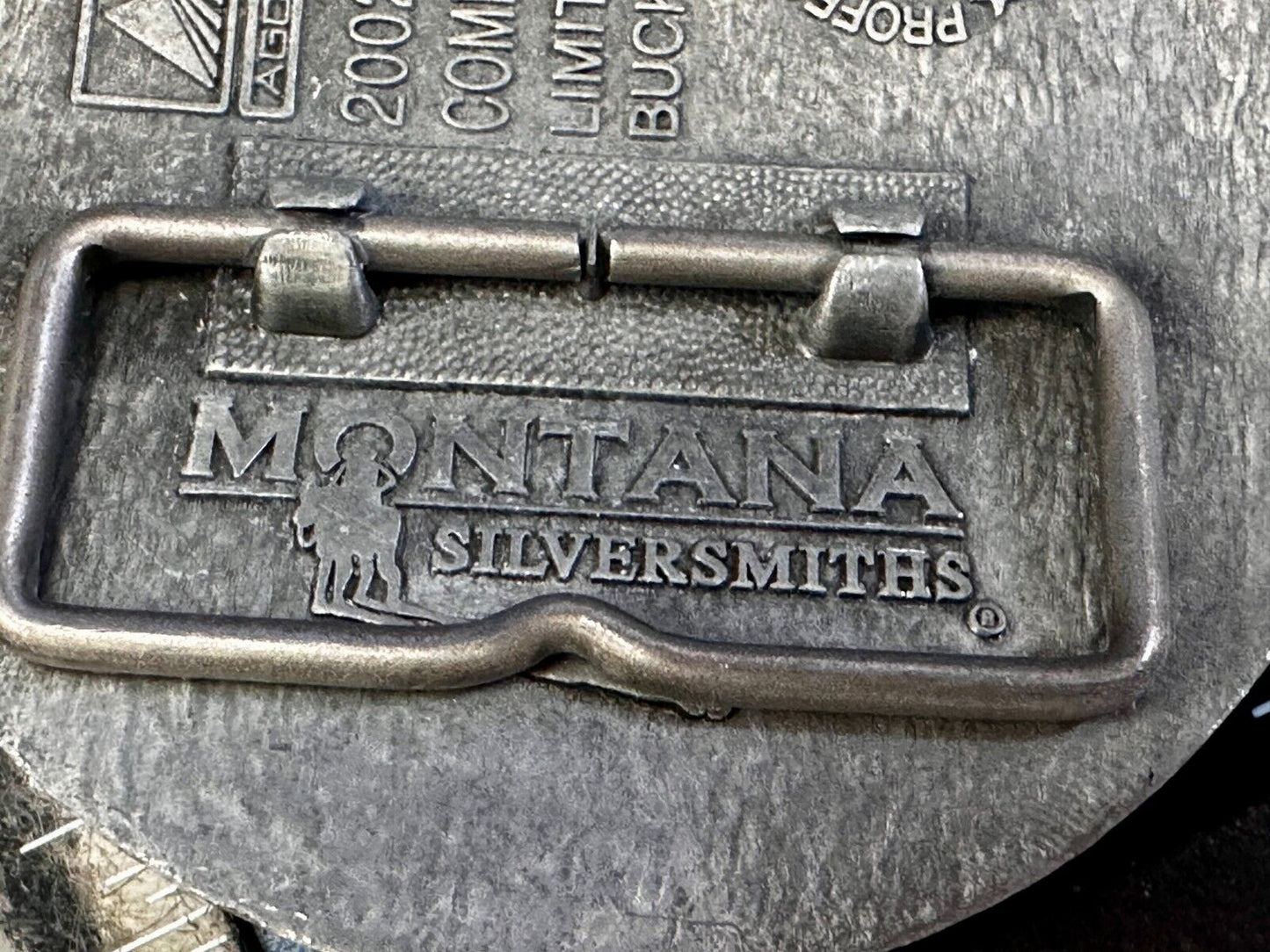 2002 Hesston NFR National Finals Rodeo Wrangler Montana Silversmiths Belt Buckle