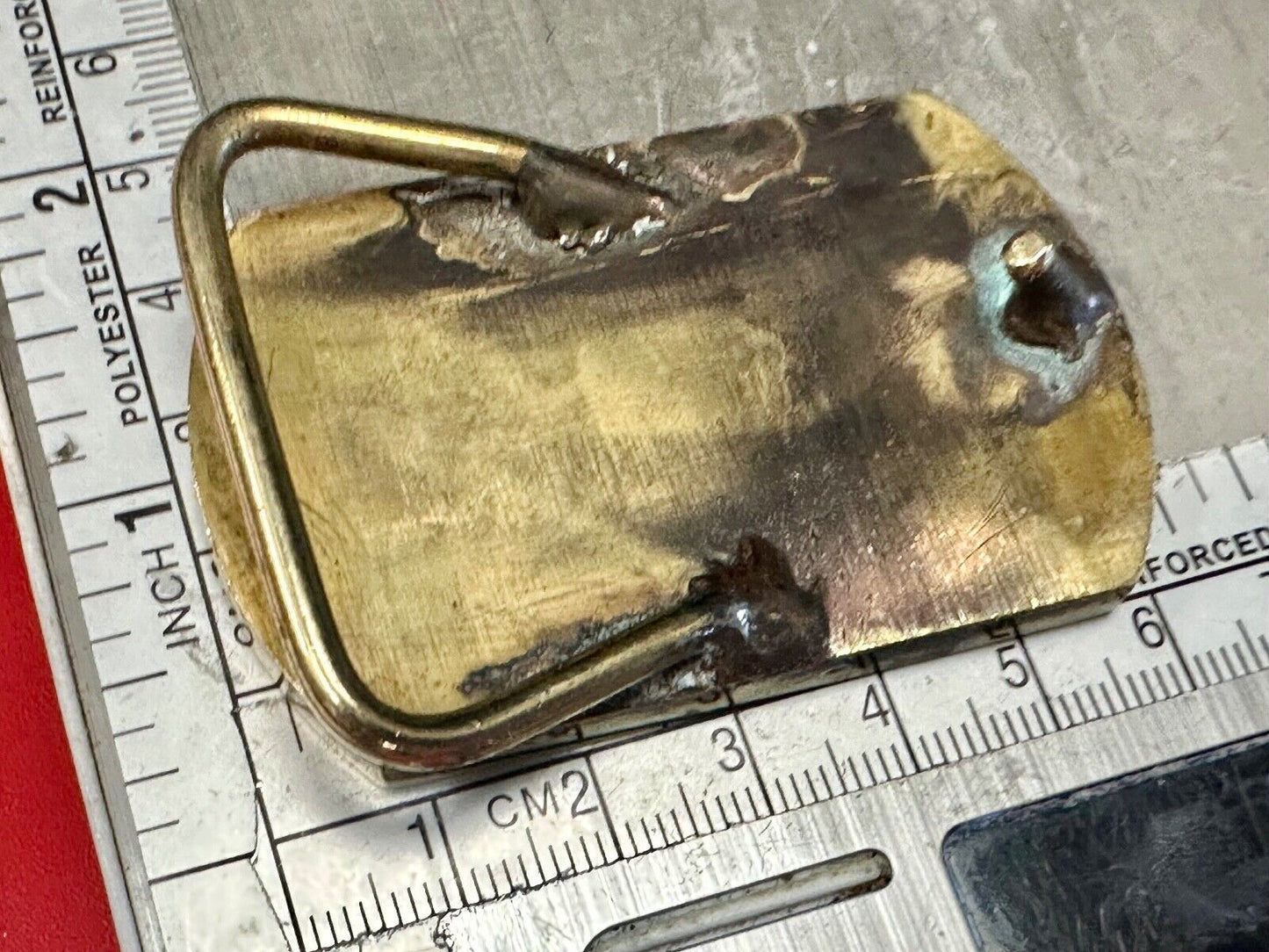 Artisan 2.5" wide rounded corner brass tone dress belt buckle