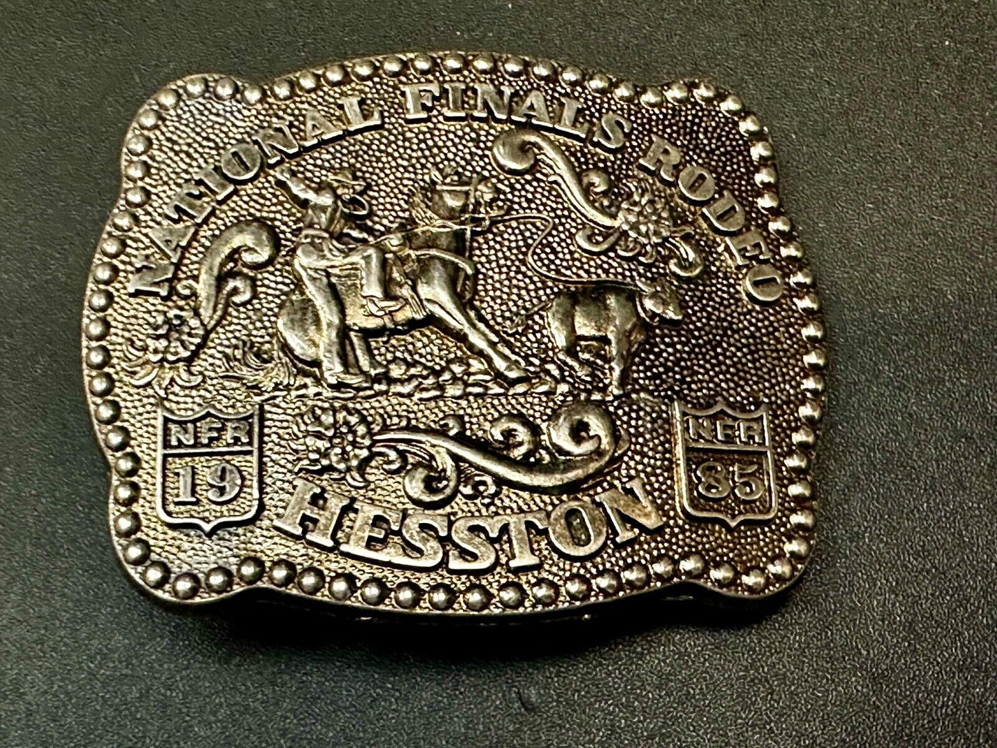 1985 NFR National Finals Rodeo Youth Size Hesston Commemorative Belt Buckle