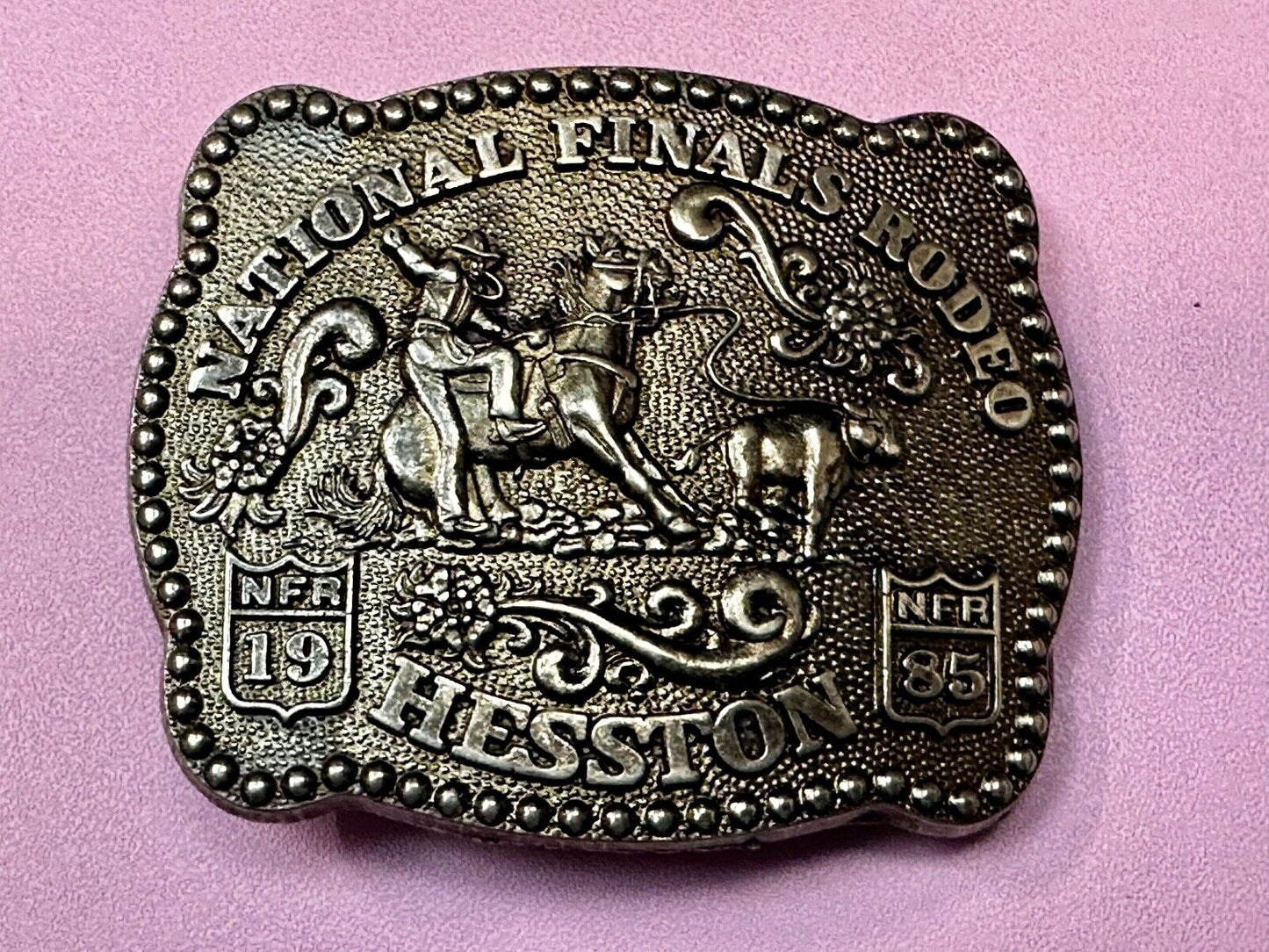 1985 NFR National Finals Rodeo Youth Size Hesston Commemorative Belt Buckle