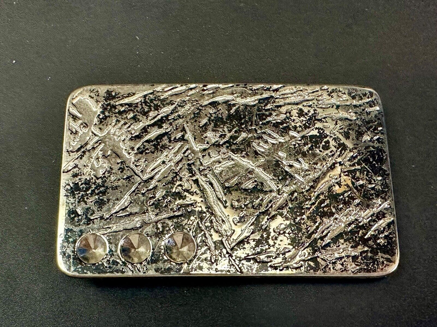 Unknown to me! Faux Metal shards - space for 3 Rhinestone's Vintage Belt Buckle