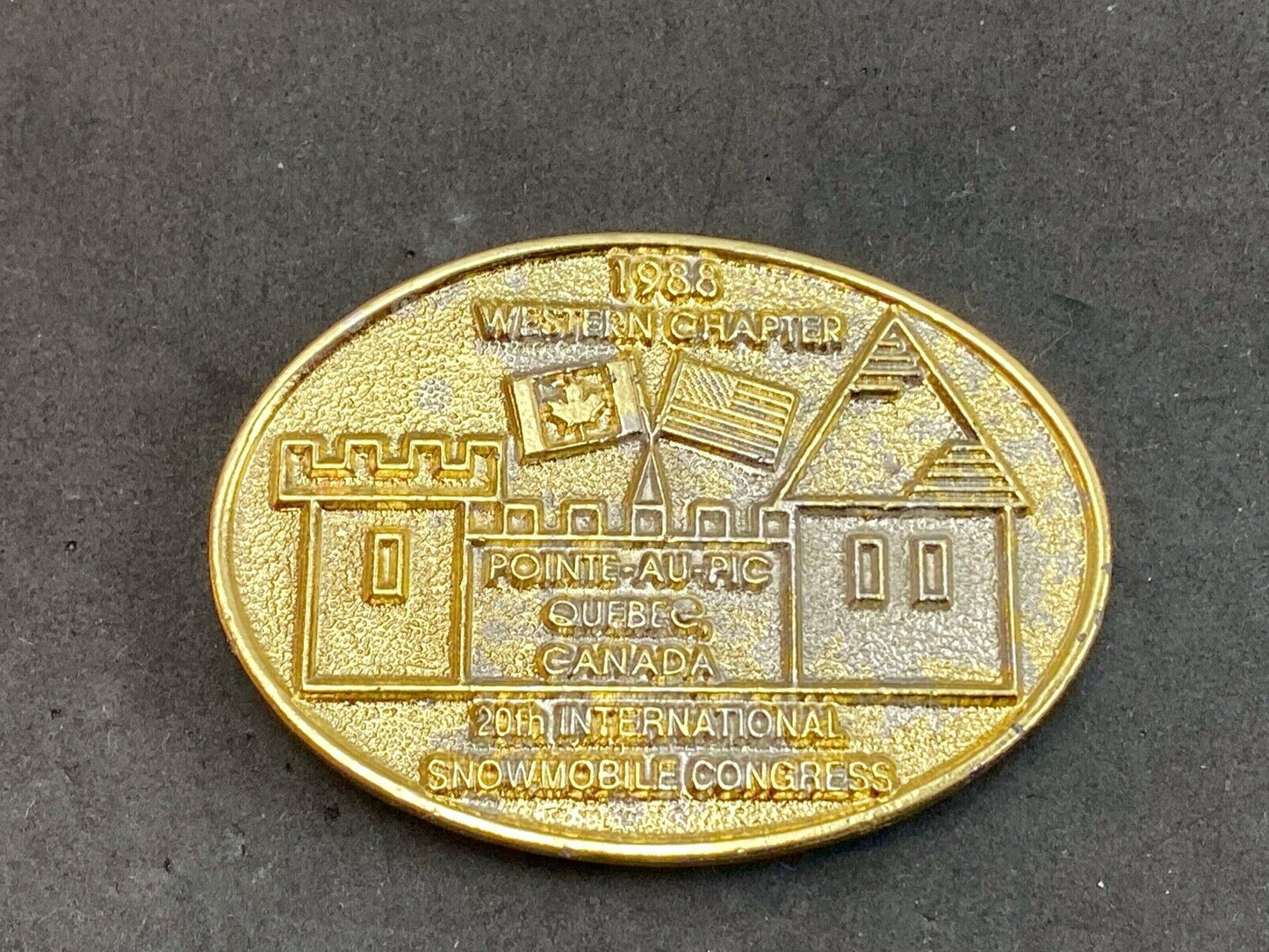 Vintage 1988 Western Chapter Pointe-au-Pic Quebec Canada belt buckle RARE. #92