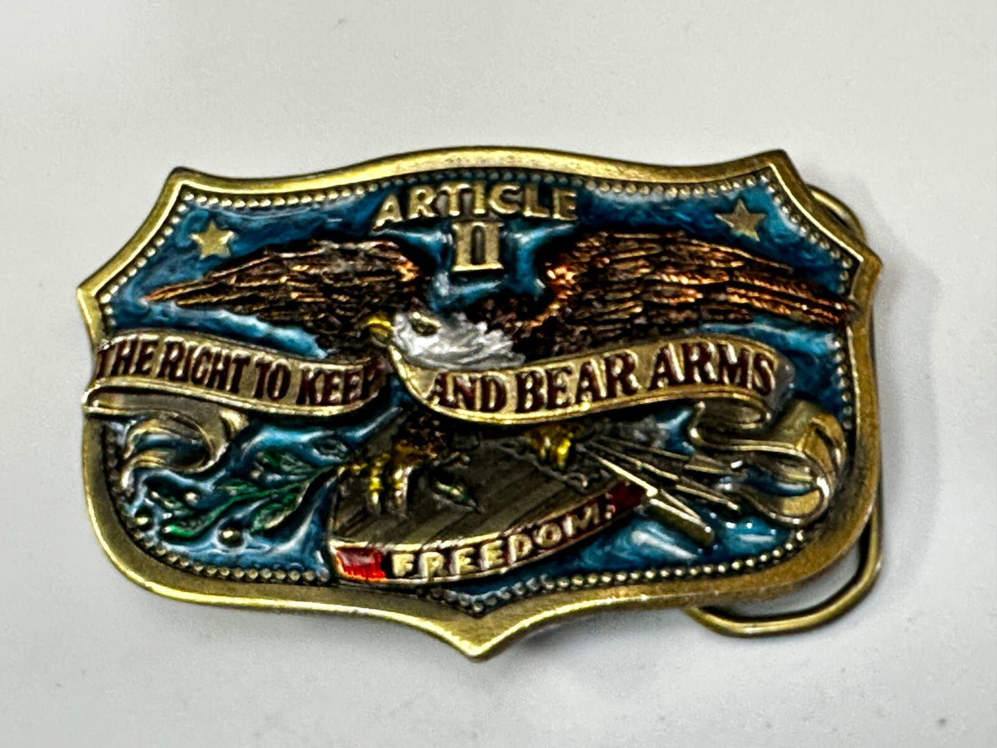 The Right To Keep and Bear Arms Article II VTG 1982 Great American Belt Buckle