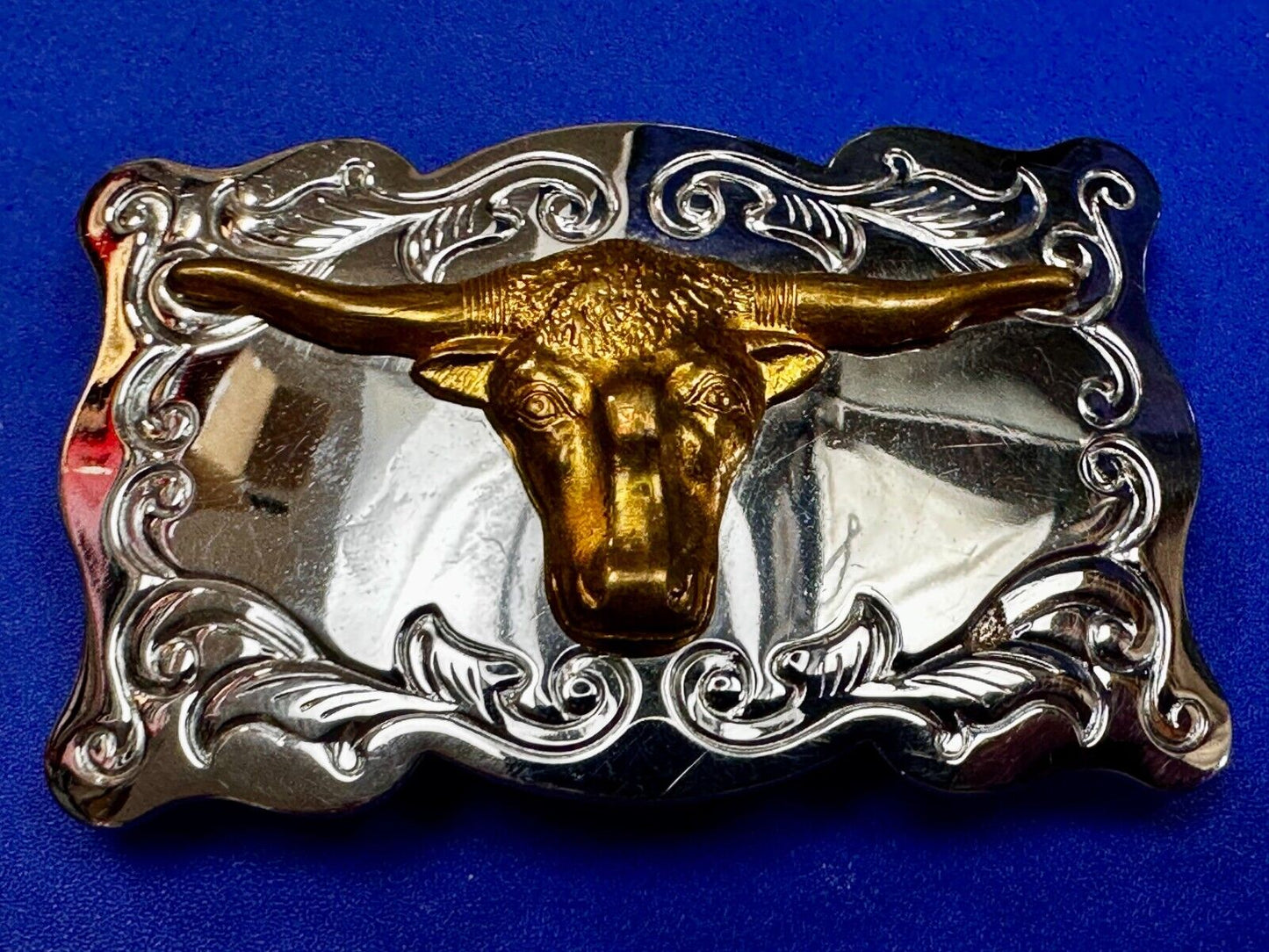 Texas Longhorn Cow Head Steer Western Cowboys Vintage Chambers Belt Buckle