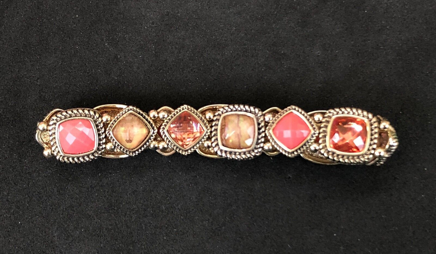 Vintage Antique, - NAPIER RED's ACRYLIC STONES STRETCH BANGLE BRACELET