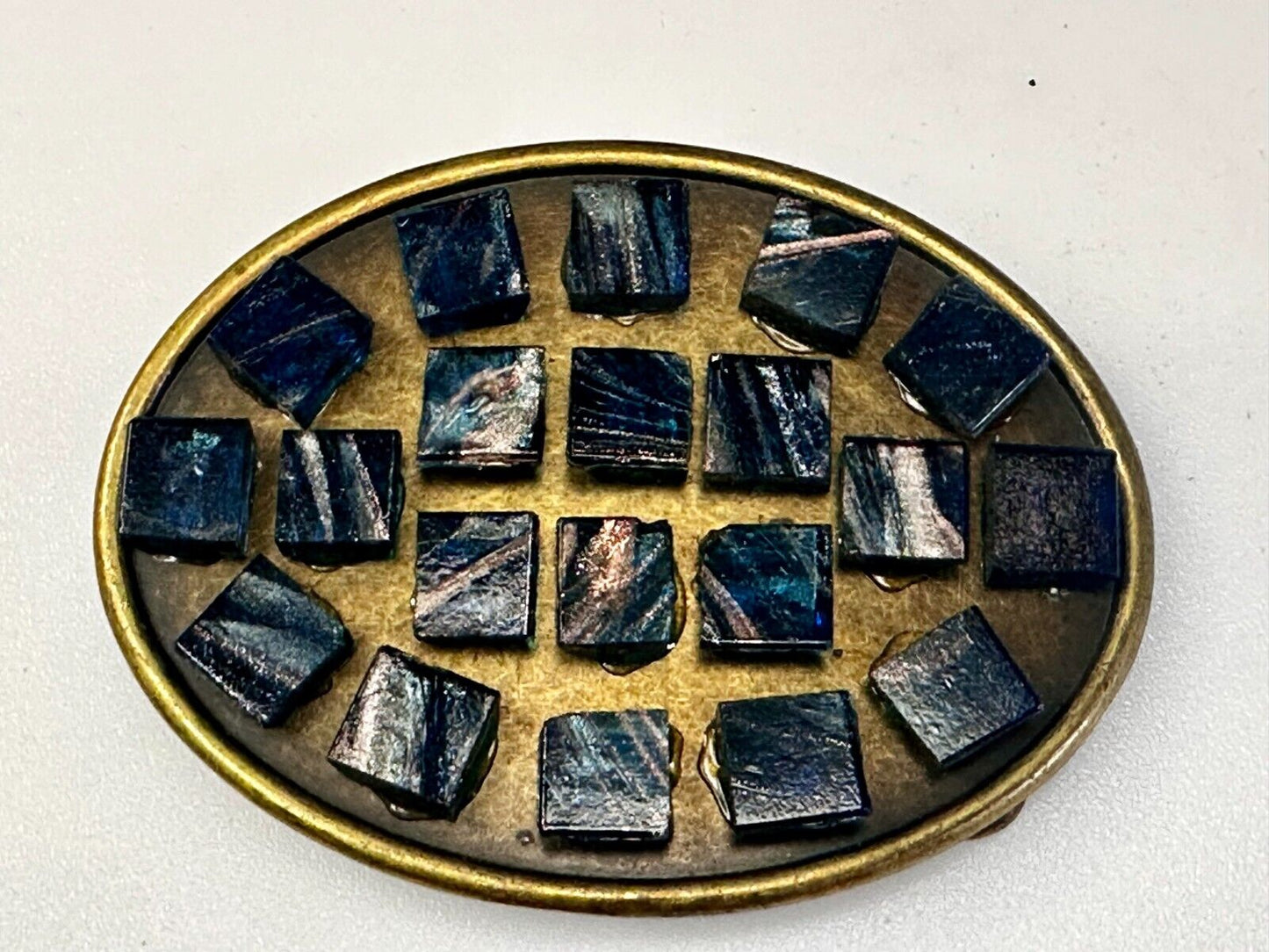 Artisan Stone Cubes - Native American Indian Style? Unique Oval Belt Buckle