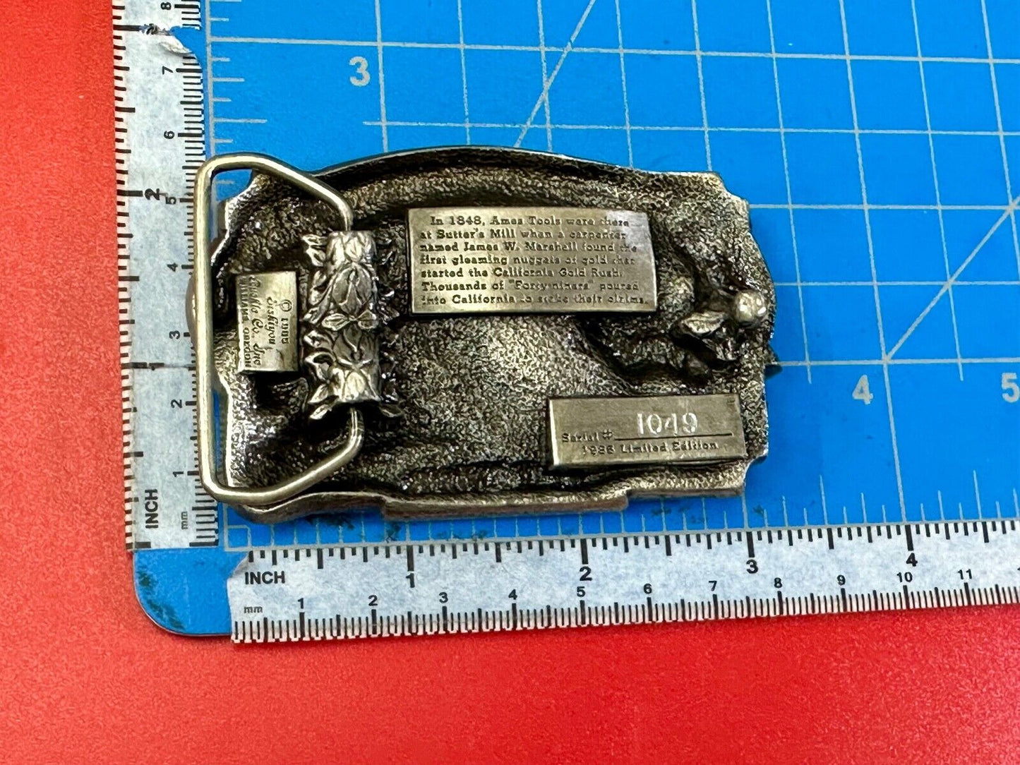 AMES TOOLS - Gold rush of 1849 Siskiyou 1985 Belt Buckle Lawn and garden supply