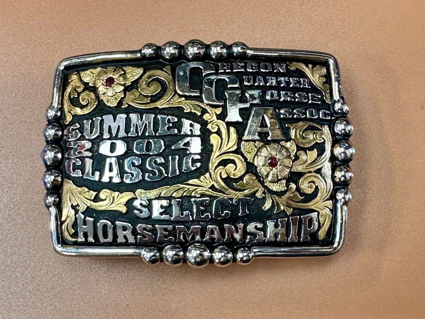 2004 Classic Select horsemanship CQHA Trophy belt buckle by Bob Berg