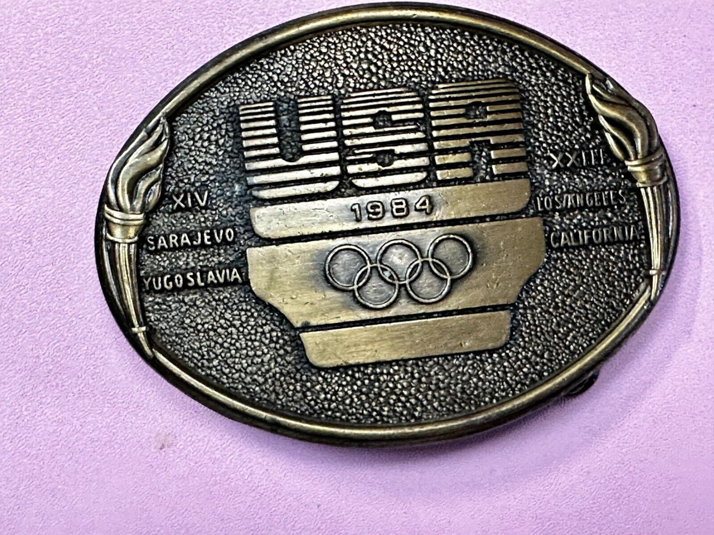 1984 USA Olympics Los Angeles California Vintage Commemorative Belt Buckle