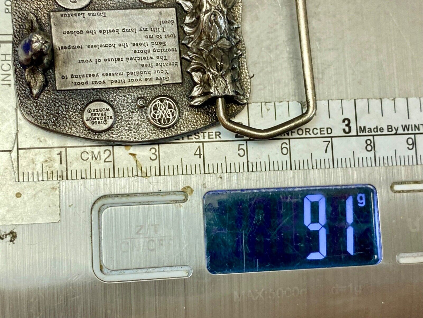 The Flame of Freedom. - Statue of Liberty 1986 Bergamot D-157 belt buckle