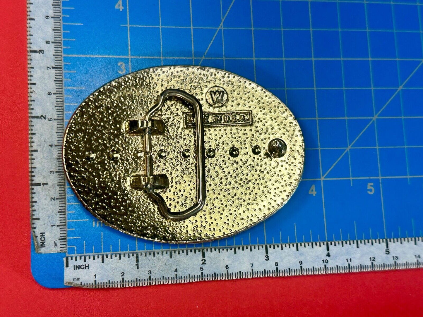American Eagle Landing on limb perch - Vintage western oval belt buckle marked W