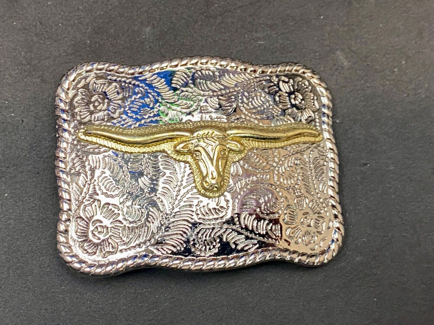 The Texas Longhorn! Mixed Color / Metal Ornate Western Belt Buckle