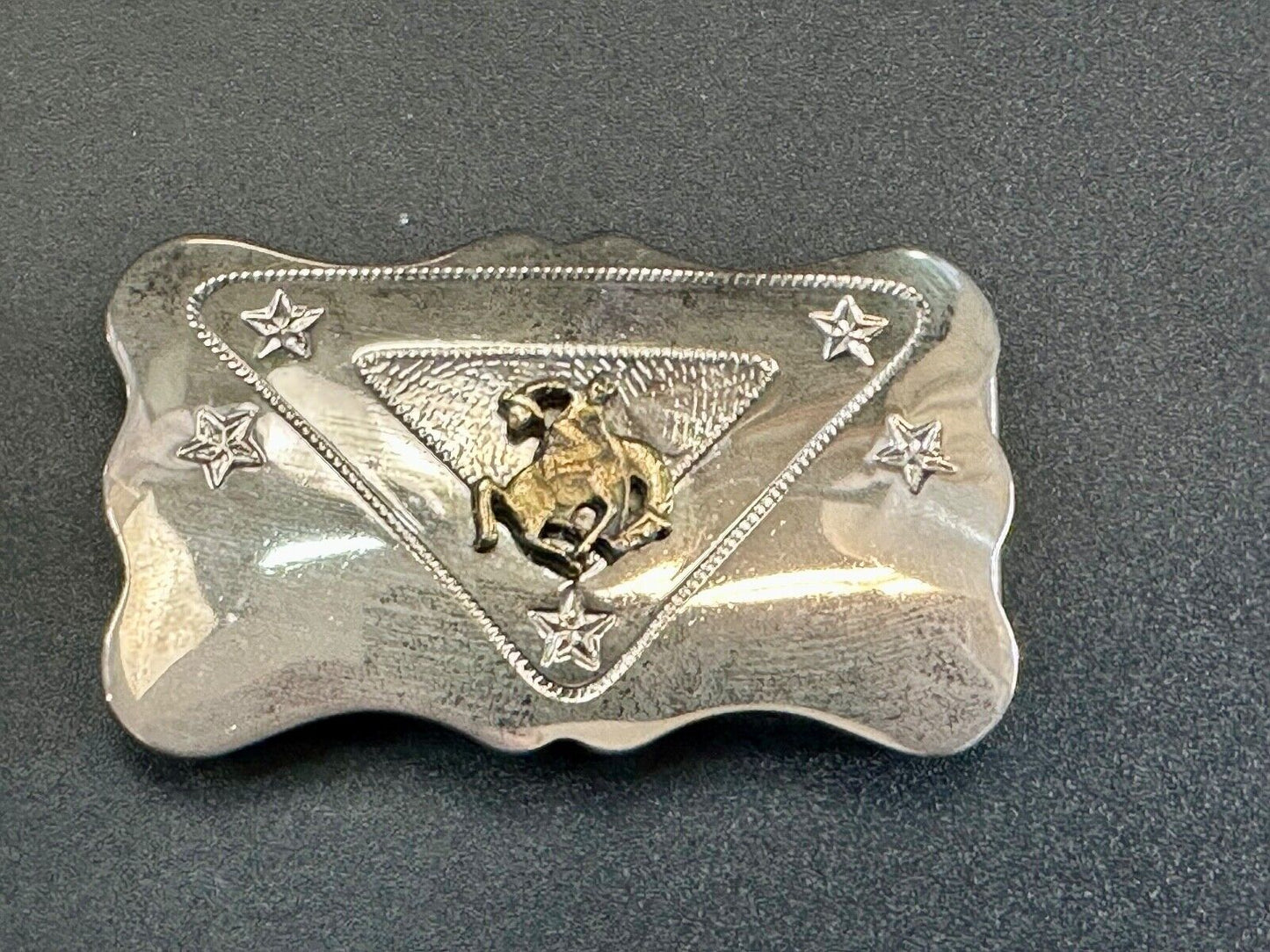 Vintage Cowboy Saddle Bronc western two tone belt buckle with star accents