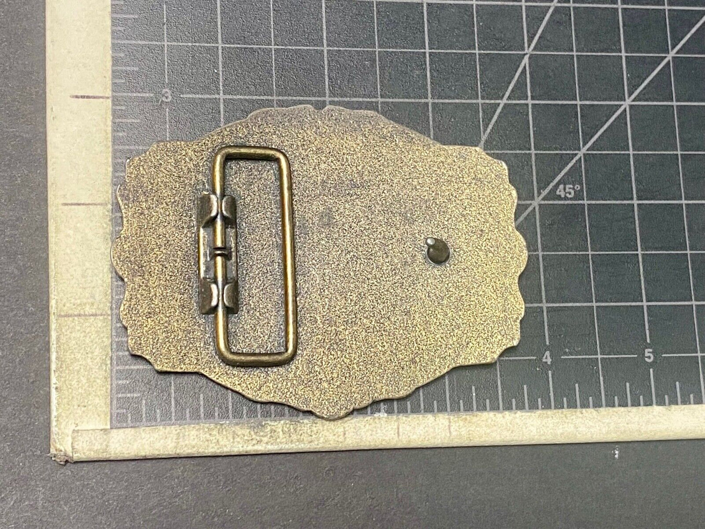 VINTAGE ANTIQUE METAL BELT BUCKLE- Livingston Wells & Co Sailboat Ship