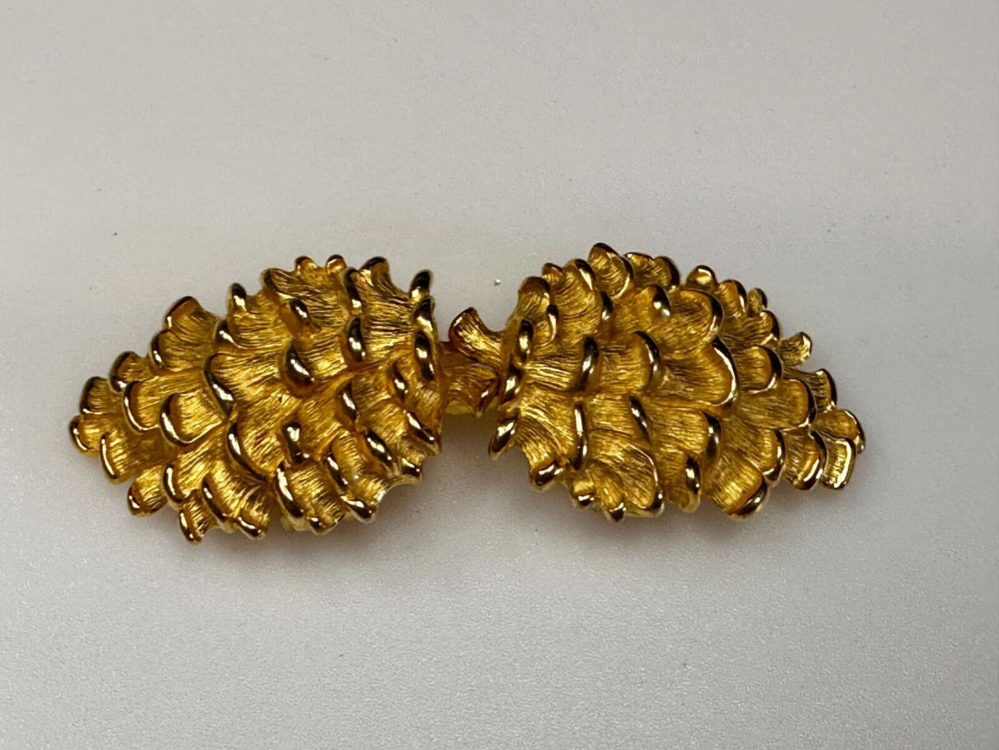 Textured Leaf Shaped Two Piece interlocking Gold Tone Belt Buckle by Paquette